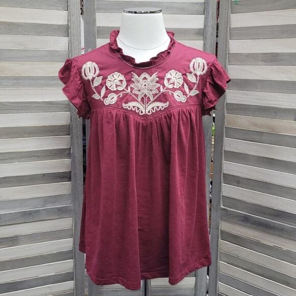 Flutter Sleeve Embroidered Top | Knox Rose | Small - Picture 1 of 9